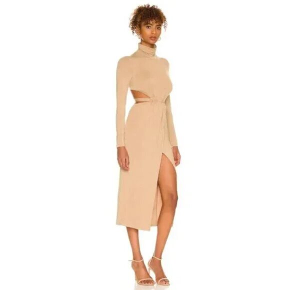H:OURS Cia Midi Dress in Camel - Picture 2 of 6